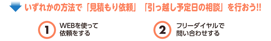 お好きな方法で「見積もり依頼」「引っ越し予定日相談」を行おう!!